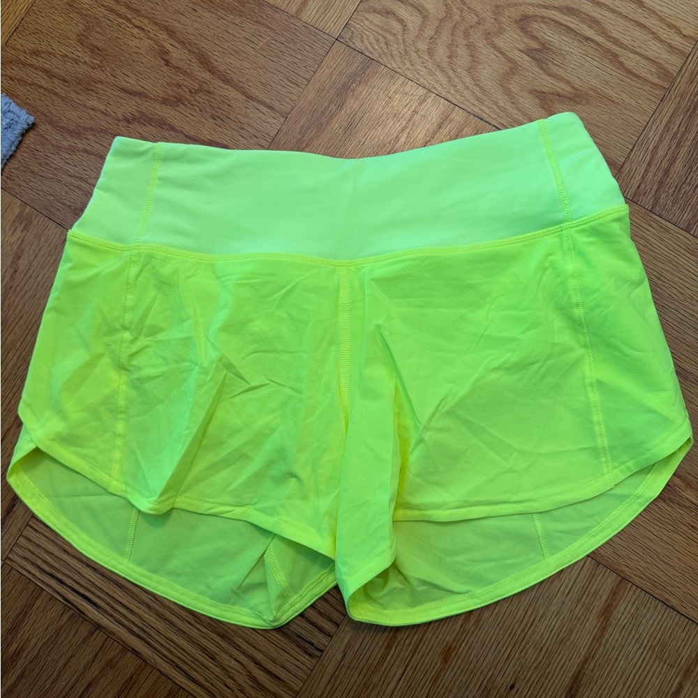 Yellow lululemon speed up shorts